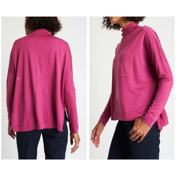 Kit and Ace Merino Turtleneck Long Sleeve Tee Knit Top Pocket Size Small Pink - Picture 3 of 16